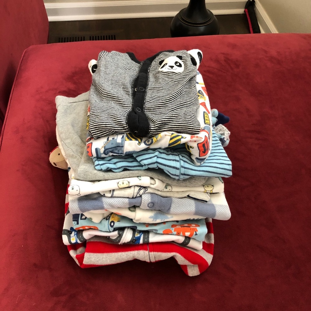 Sold! Baby boy Footie Pajamas 9 and 12 months